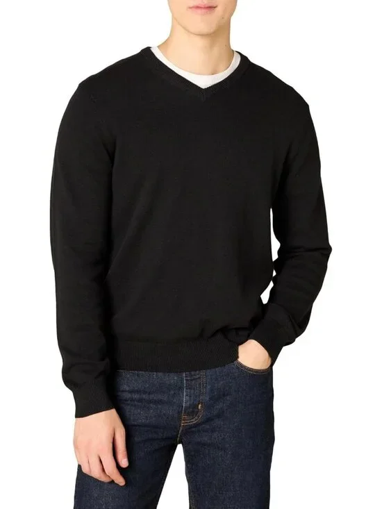 Cozy Men's Regular Fit Cotton V-Neck Pullover Sweater - Big & Tall Options