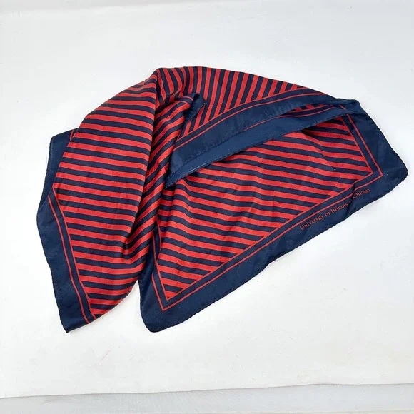 University of‎ Illinois at Chicago Striped Silk Scarf Red Navy 15 x 47