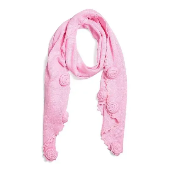 Pink Scarf with Crochet Rose