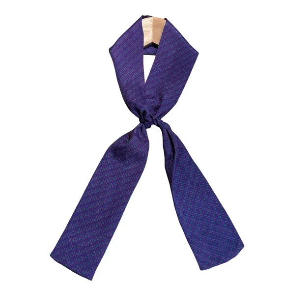 Vintage Purple Teal‎ Geometric Skinny Scarf Neck Tie Retro Accessory