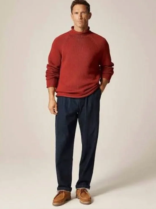 J. CREW 1988 RollneckT™ sweater in cotton in Burnt Red Size M $98 BW186
