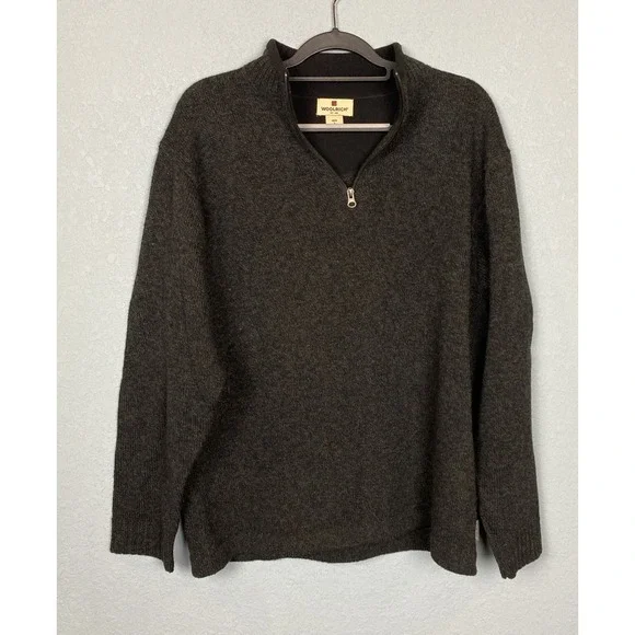 Woolrich‎ Sweater Mens Large Gray Onyx Heather Wool 1/4 Zip Pullover Sweatshirt