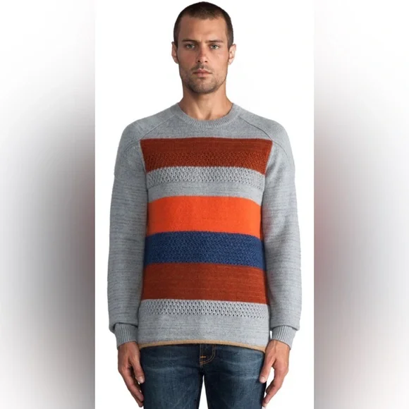 Folk | Honeycomb Stripe Jummy‎ in Moody Blue Stripe Men’s Sz 3/M
