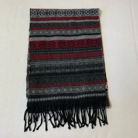 Vintage Winter Red and Gray Scarf