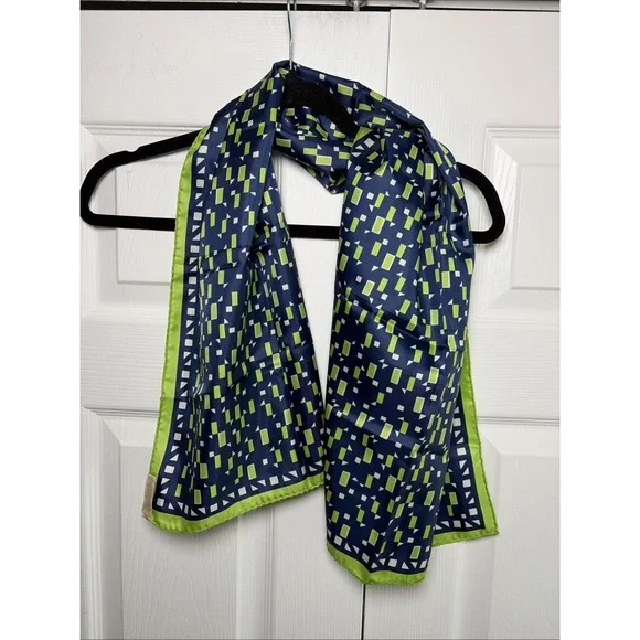 Lady‎ Heritage Geometric Print Scarf Womens Mod Japan Rolled Hem Retro
