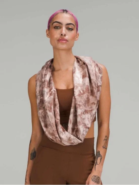 NWT Lululemon Customizable Snap Scarf *Shine Diamond Dye Misty Shell Cacao Diffu