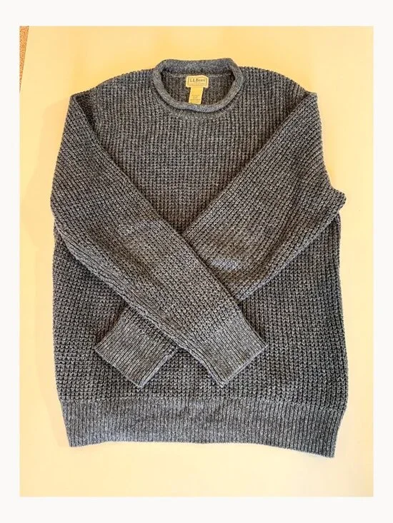 L.L.Bean Organic Cotton Rollneck Sweater Mens M Blue Gray