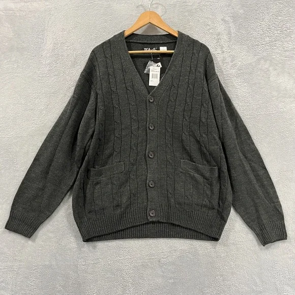 D'Avila Cardigan Mens Large‎ Sweater Cable Knit Button Academia Career Office