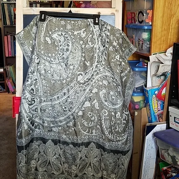 Wrap Paisley Metallic Gray Green 28