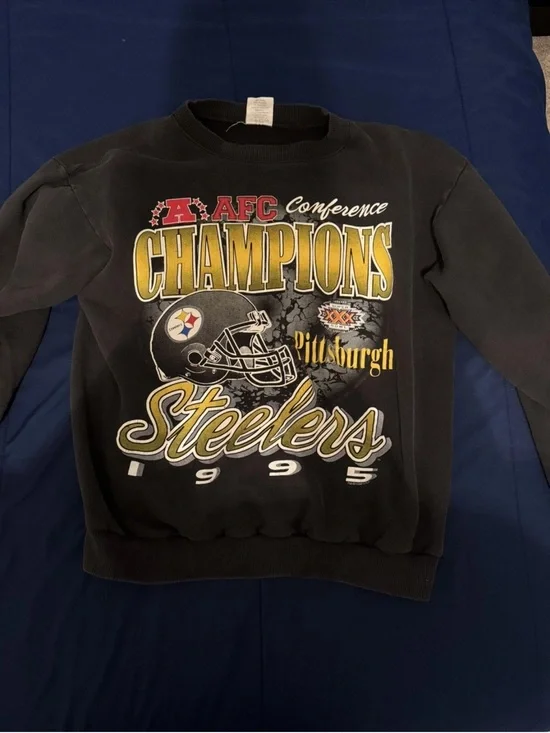 NFL Pittsburgh Steelers Black and Gold 1995 AFC Champions Crewneck