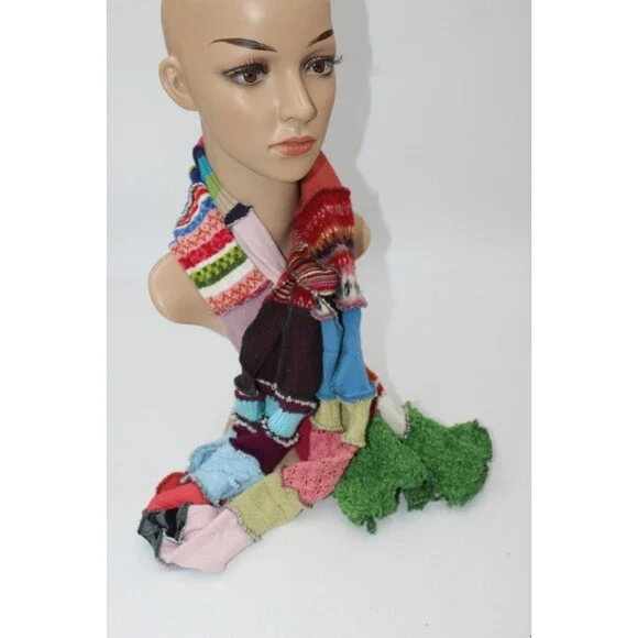 Scarf Upcycled Colorful Sweaters Red ~88