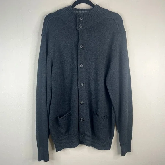 Vintage Oscar De La Renta Minimalist Mock Neck Sweater XLarge Cardigan Neutral