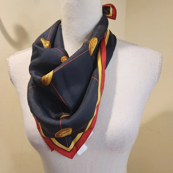 Talbots Women's Silk Elegant Black and Red  Squared Scarf