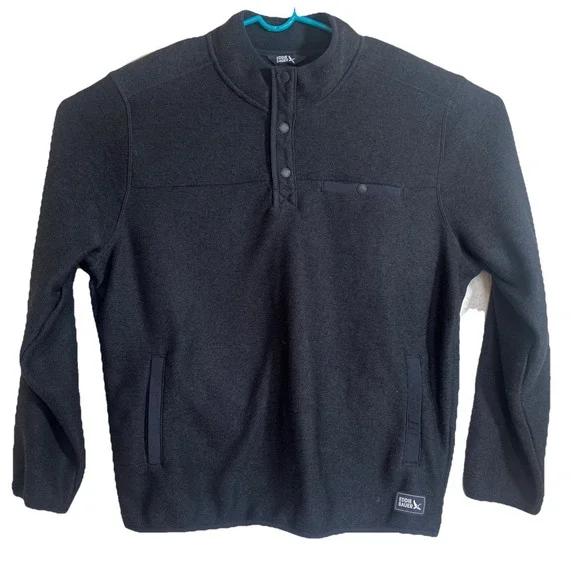 Eddie Bauer‎ Mens XL Black Fleece Snap Neck Pullover Quarter Button Jacket