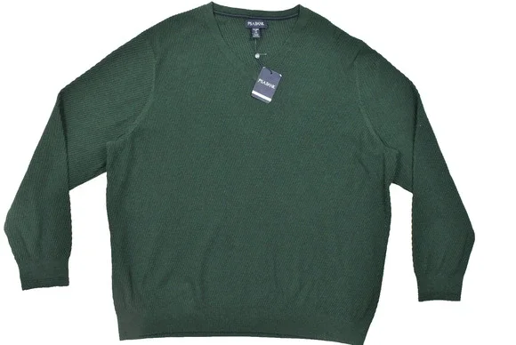 Jos. A. Bank Sweater Men's 3X Green 100% Pima Cotton V-Neck Tailored Fit Texture