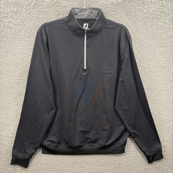 FootJoy 1/4 Zip Pullover Mens M Black Golf Performance Long Sleeve Stretch FJ