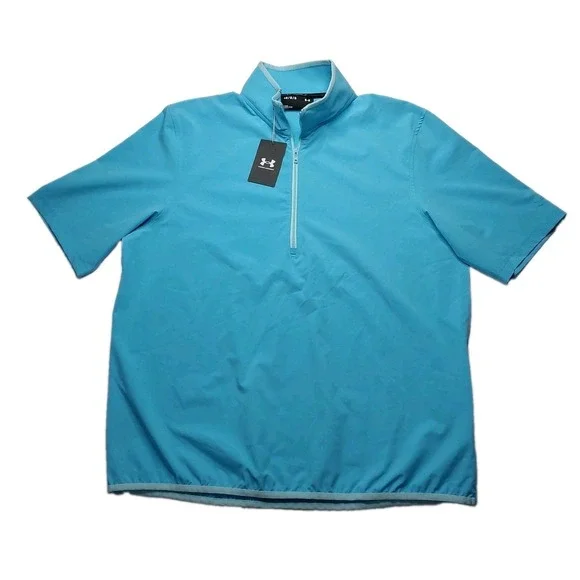 Under Armour Storm Golf Pullover Large Half Zip Short Sleeve Top Light Blue