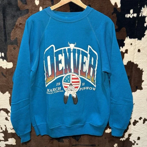Vintage 1993‎ Denver Colorado POW WOW Aztec Hanes Sweater Size Large