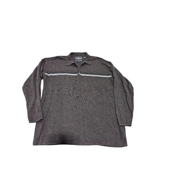 International Waters Men's Brown Long-Sleeve Wool Heather Collared Sweater Size