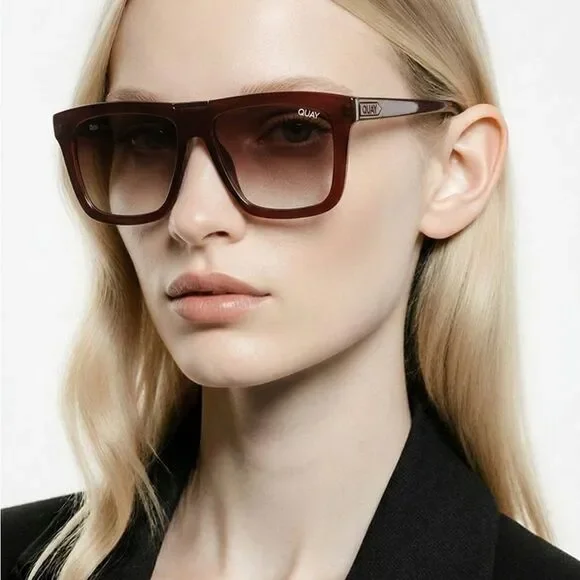 NWT QUAY Prescription Sunglasses “Name Drop” Chocolate Frame/ Dark Choc Lens
