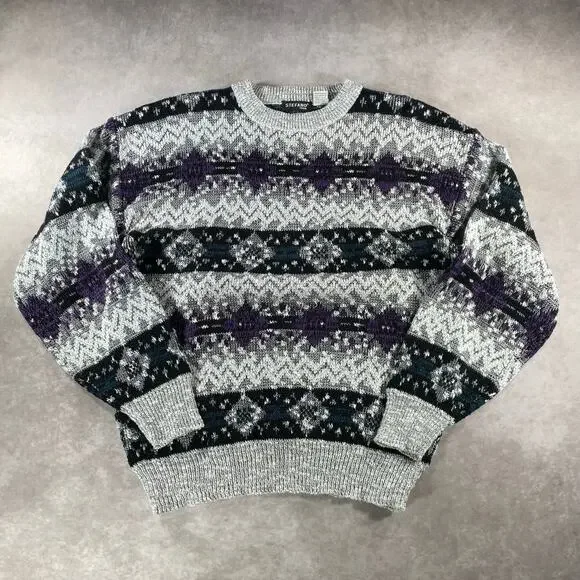 Vintage Stefano Multicolor Pattern Knit Sweater Men’s Large