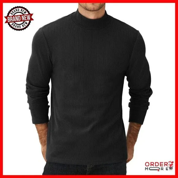 Men's Mock Turtleneck Thermal Sweater Long Sleeve Ribbed Pullover