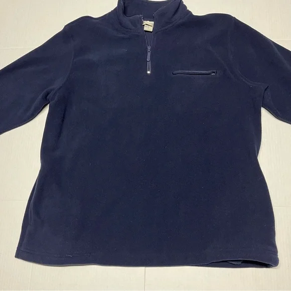 Vintage Men's Navy Blue Quarter Zip Sweater