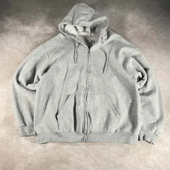 Y2K Vintage Grey Baggy Soft Cozy Full Zip Hoodie Men’s XL