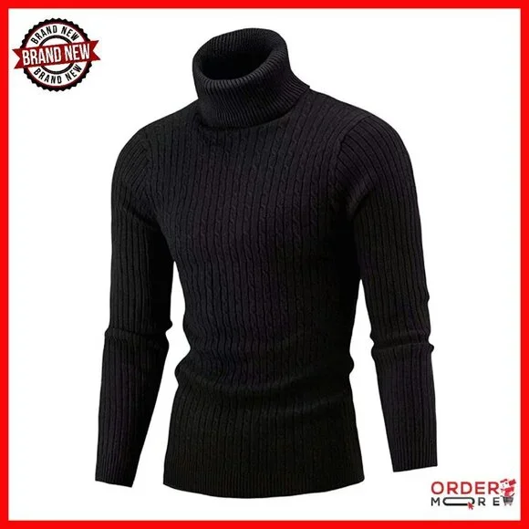 Men's Slim Fit Turtleneck Pullover Sweater 95% Polyester 5% Cotton