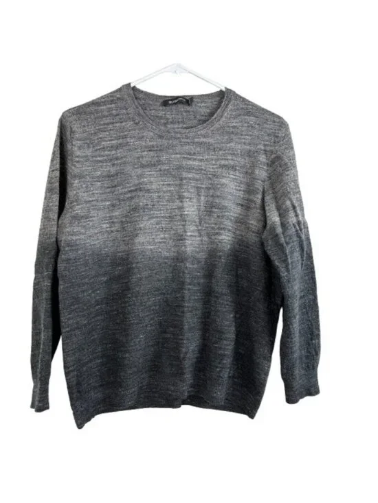 BUGATCHI Mens Made in Italy Grey Ombre Merino Wool Linen Blend Sweater XL
