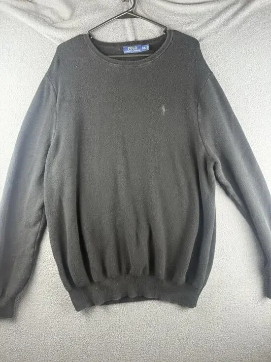 Polo Ralph Lauren Sweater Mens 2XL Black Pima Cotton Designer Preppy