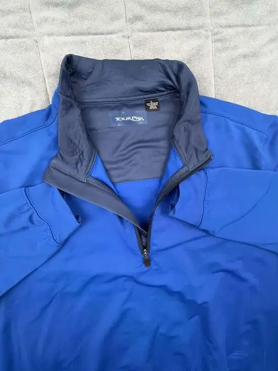 Tour Play Men's Blue Quarter-Zip Performance Pullover