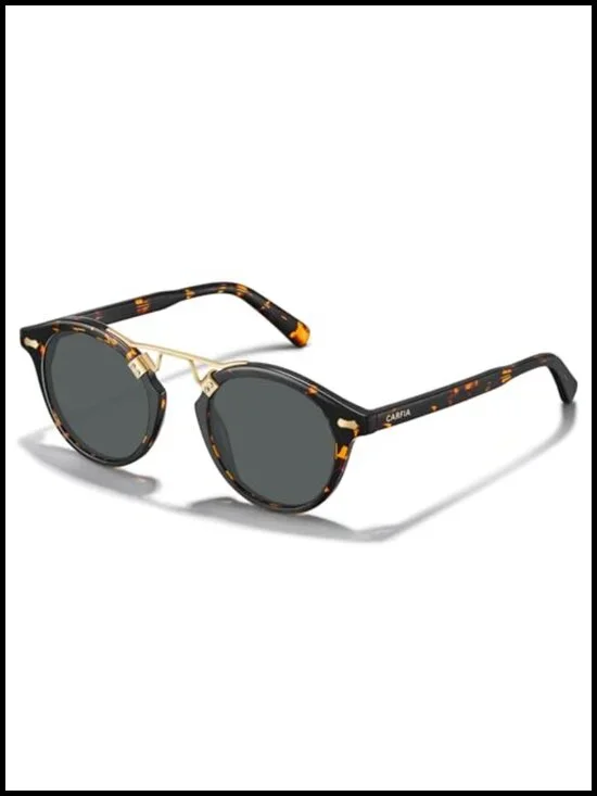 Retro Round Acetate Polarized Sunglasses UV Protection