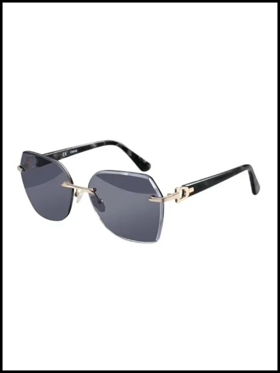 Oversized Rimless Diamond Cutting Gradient Lens Sunglasses UV400