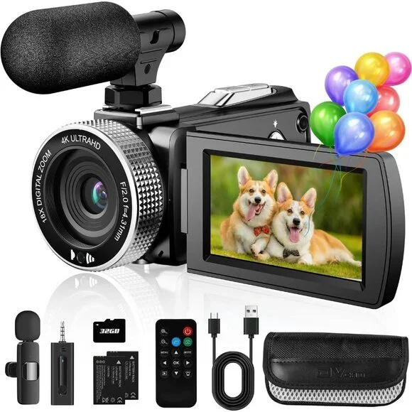 Camcorder Video Camera 4K 60FPS 48MP Vlogging Camera for YouTube TikTok with Wir
