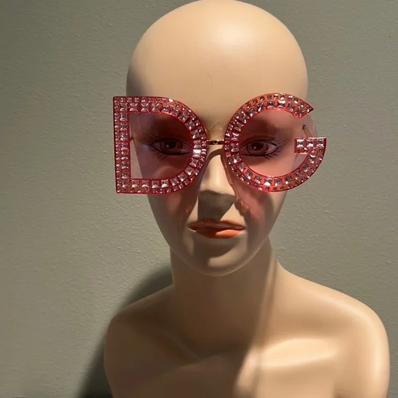Sunnies Say DG They Are Red With Pink Rhinestones