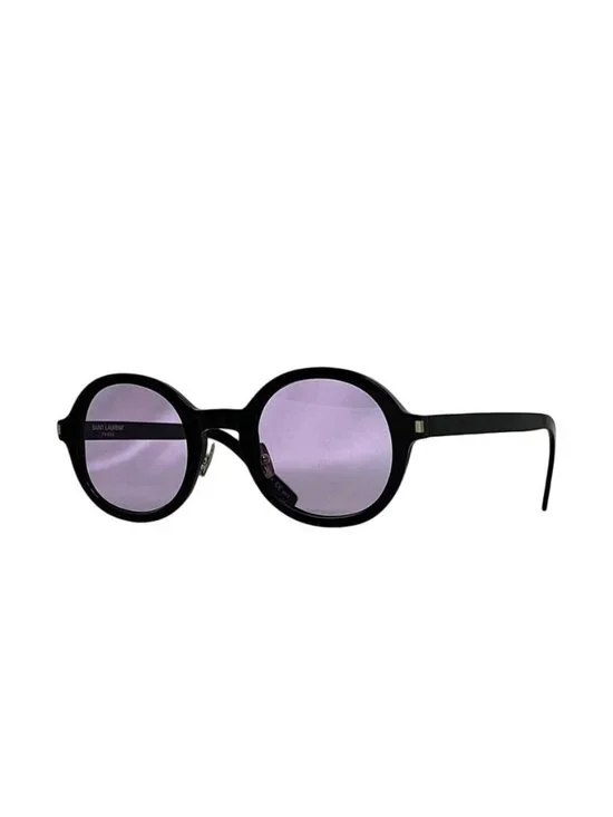 Saint Laurent Sunglasses Black Purple Lens 001 Round Acetate Paris Eyewear