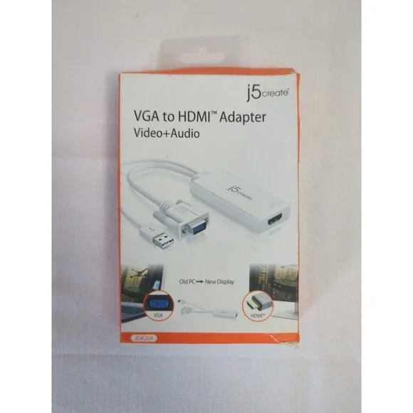 VGA To HDMI Video Audio Adapter White JDA204 Brand New