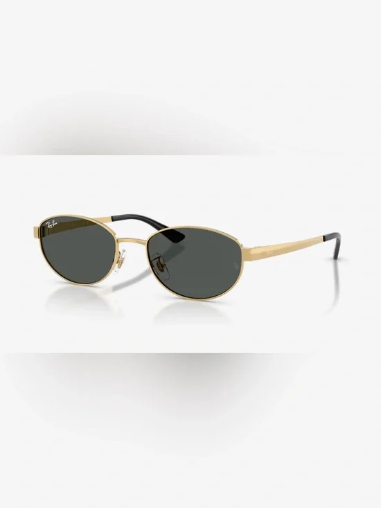 Ray-Ban Oval Gold Frame Sunglasses with Dark Gray Lenses- RB3774D- AUTHENTIC NEW