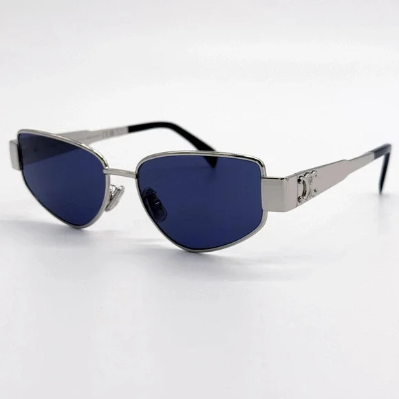 Celine CL40293U Sunglasses Shiny Palladium Metal Geometric