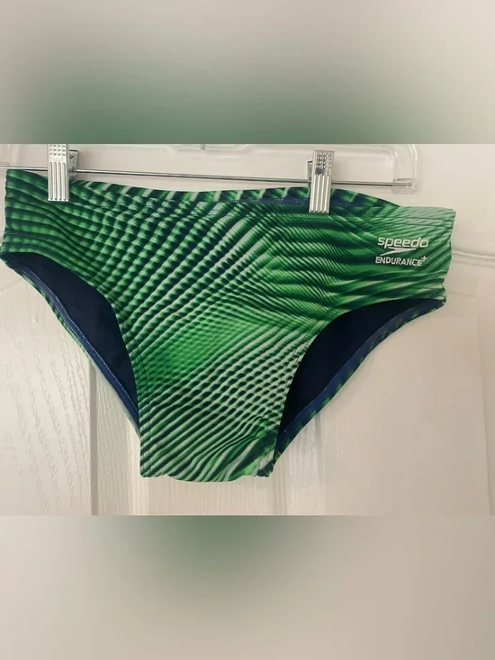 Speedo Men’s Green Wave Print Swim Briefs Endurance size 30