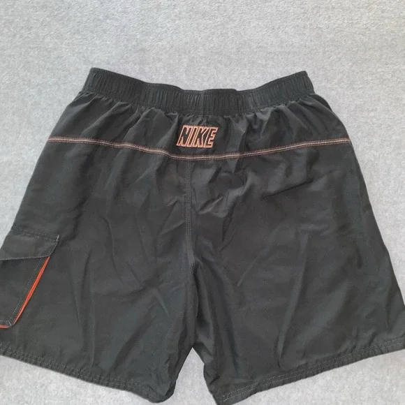 Nike Mens Swim Shorts L Black Cargo Trunks Board Bottom Surf Pool Mesh Spell Out