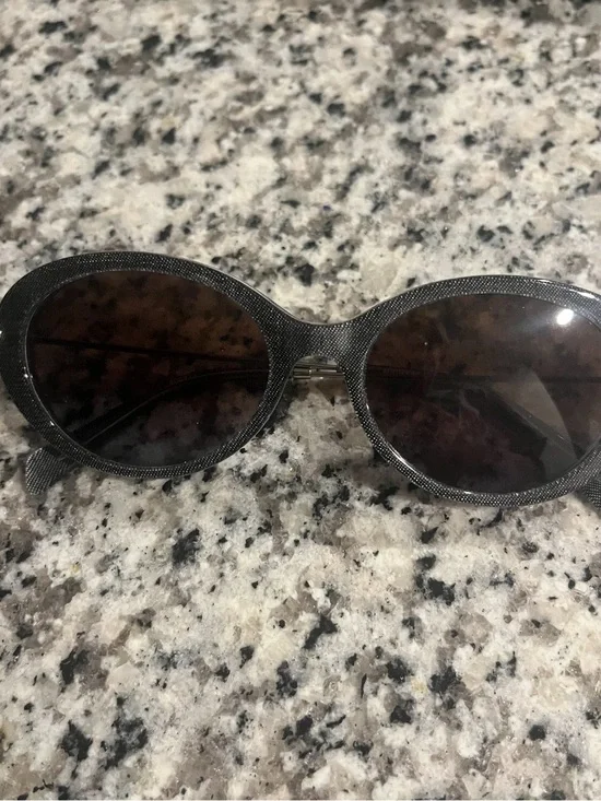 Michael Kors Black Textured Oval Women’s Sunglasses with Brown Lenses
