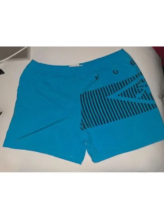 Hobie Blue Swim Shorts with Black Striped Design