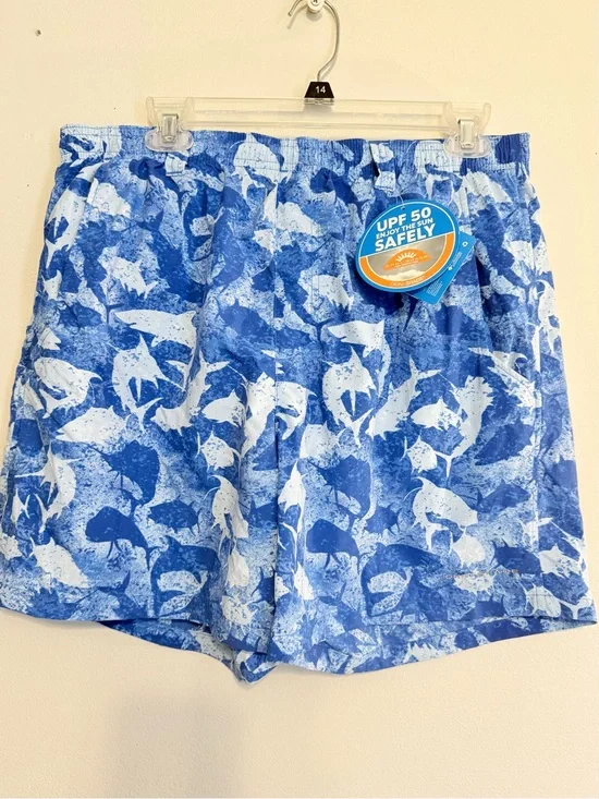 NEW Columbia PFG Omni Shade Blue Swordfish Swim Trunks Size Large 6