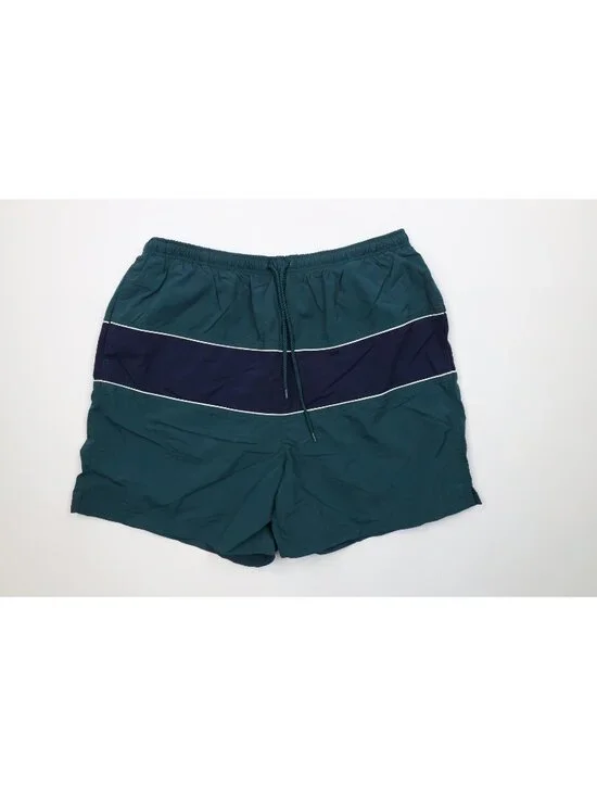 Vintage 90s Streetwear Mens XL Color Block Lined Above Knee Shorts Swim Trunks