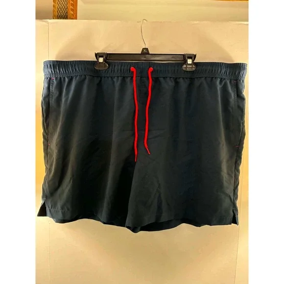 George Mens Swim Trunks Navy Blue Red Drawstring Mesh Lined Size‎ 3XL 48-50