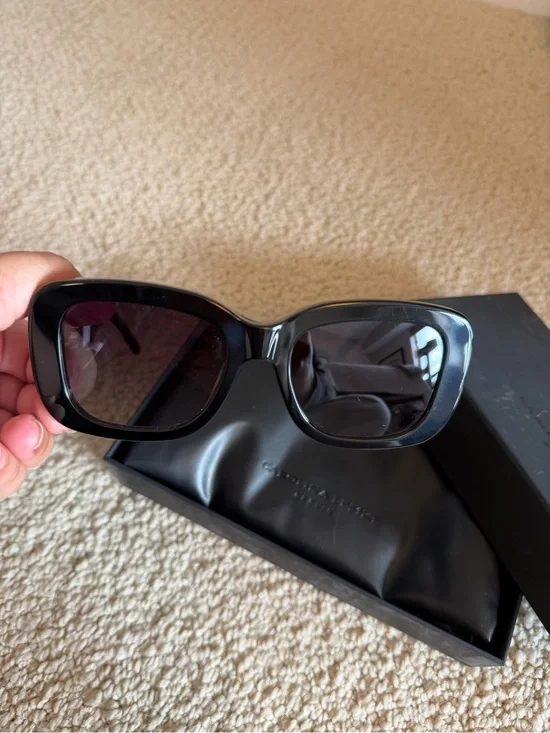 Carolina Lemke Berlin Adella Women's Black Rectangular Sunglasses