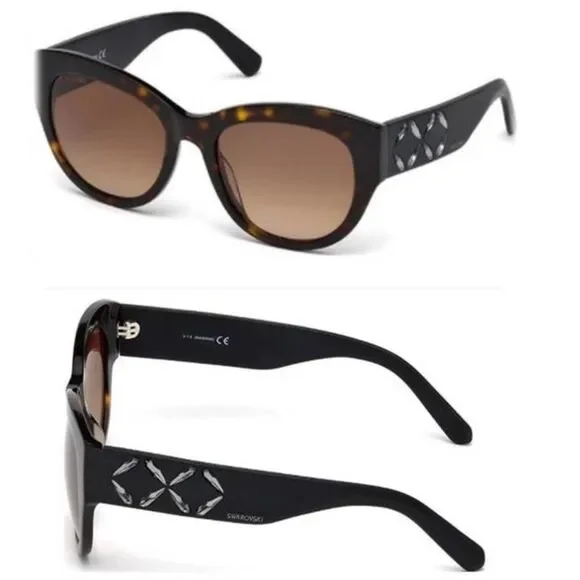 SWAROVSKI Round‎ 54mm Sunglasses Black
