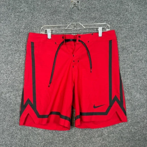 Nike Swim Trunks‎ Mens Medium Laser Red Black Board Shorts Bright Engineered